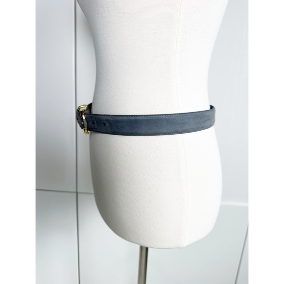 Gray Suede Leather Belt with Gold Tone Hardware Size Medium New York Studio - Picture 3 of 9